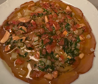 Txikito signature dishes Octopus Carpaccio
2017 Txomin Etxaniz
Alcachofa Con Cecina